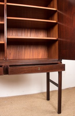 High Danish Cabinet in Mahogany and Brass by Ole Wanscher for Poul Jeppesen, 1960s-EMB-1730383