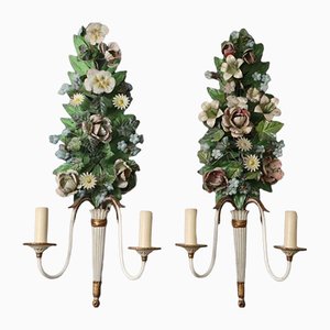 High French Floral Wall Lamps in Empire Style, Set of 2-ESB-1376658