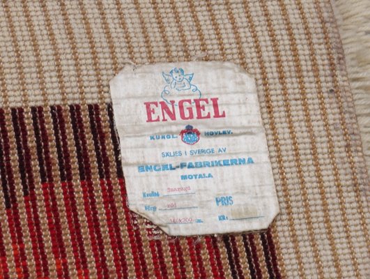 High Pile Rya Rug with Emerald Cut Ruby Motif by Engel-Fabrikerna, 1970s-RUK-2035266