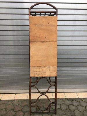 High Rattan Coat Hanger with Mirror and 2 Shelves, 1970s-WQQ-935495