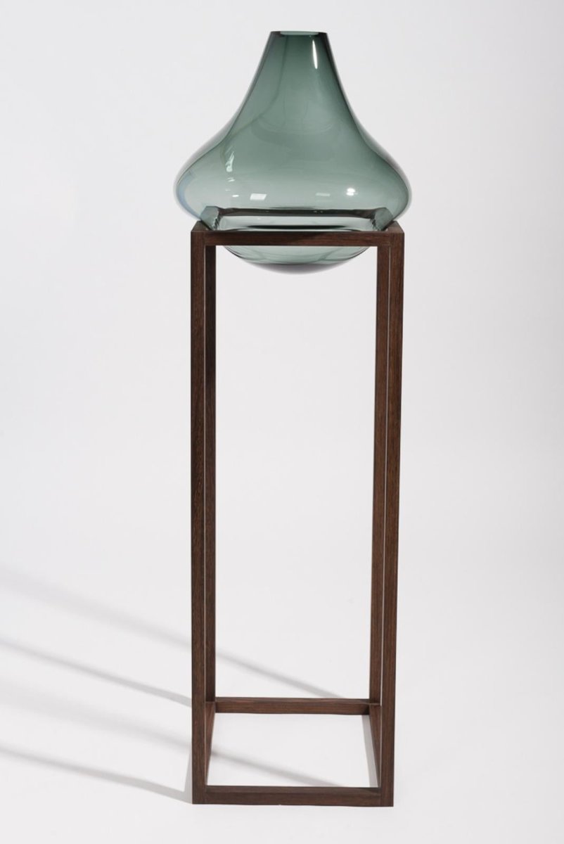 High Round Square Green Vase by Studio Thier & Van Daalen