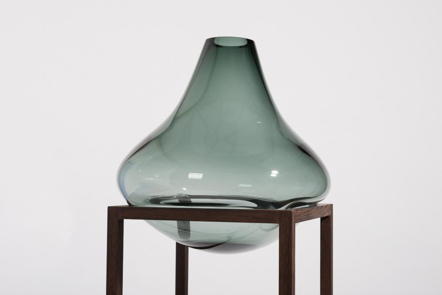 High Round Square Green Vase by Studio Thier & Van Daalen