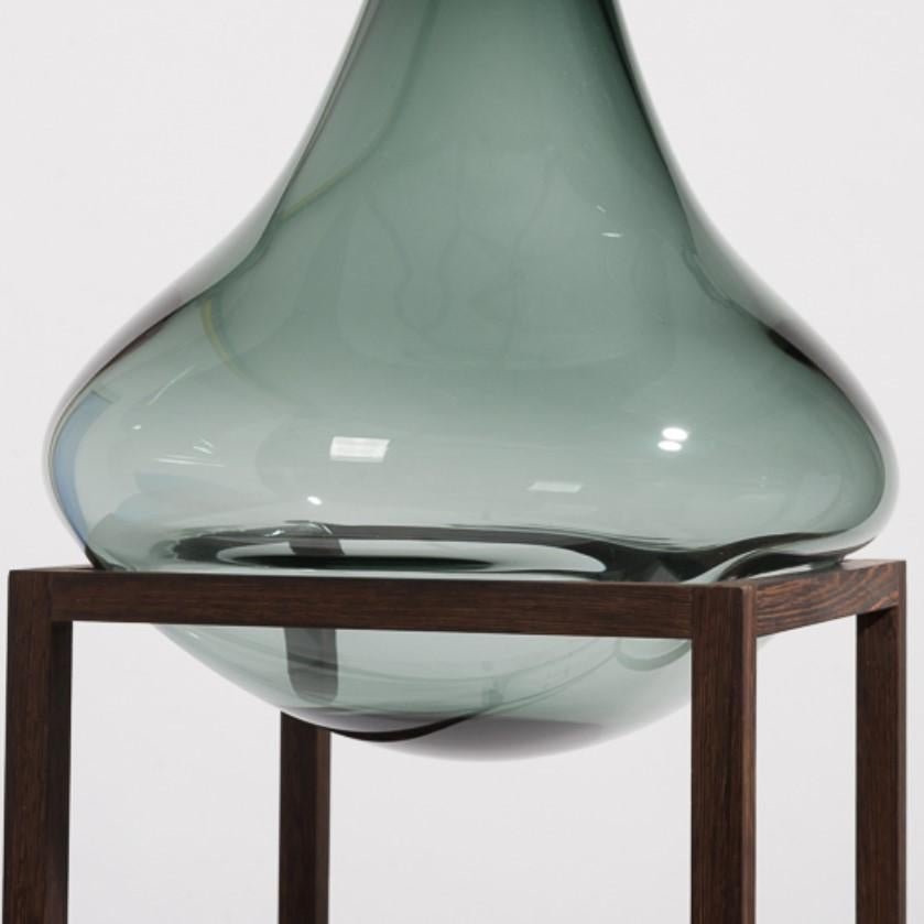 High Round Square Green Vase by Studio Thier & Van Daalen