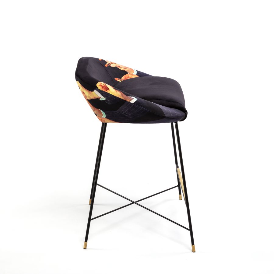 Fully Upholstered Fabric High Stool Lipsticks by Seletti #Black