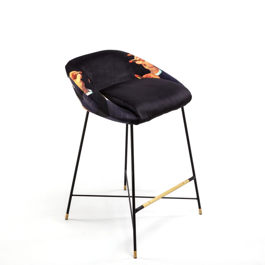 Fully Upholstered Fabric High Stool Lipsticks by Seletti #Black