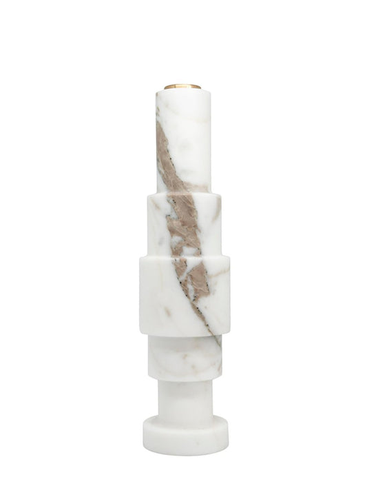 High Straight Unicolor Candleholder in White Carrara Marble