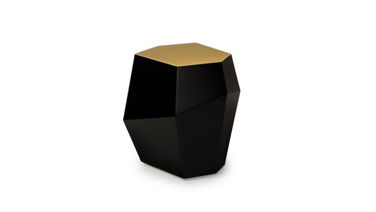 High Three Rocks Black and Brass Side Table by Insidherland