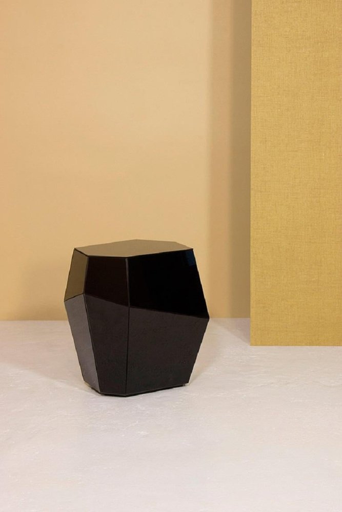 High Three Rocks Black and Brass Side Table by Insidherland