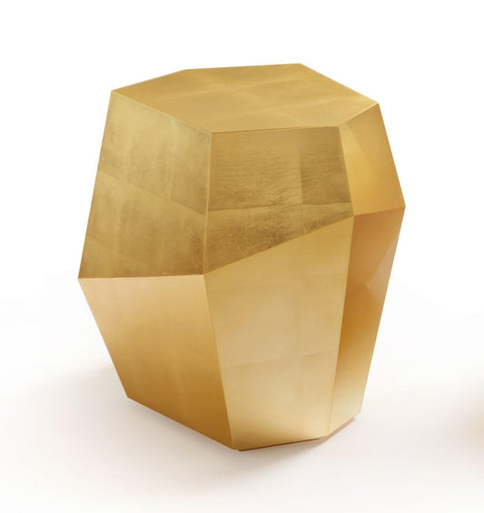 High Three Rocks Gold Leaf Side Table by Insidherland