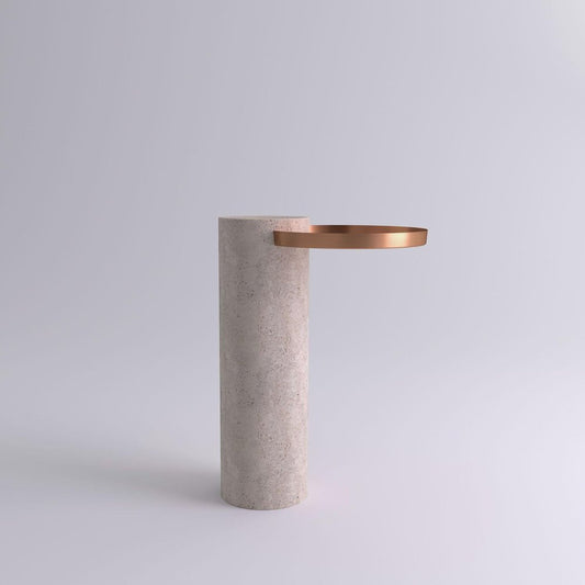 High Travertine Guéridon Table by Sebastian Herkner