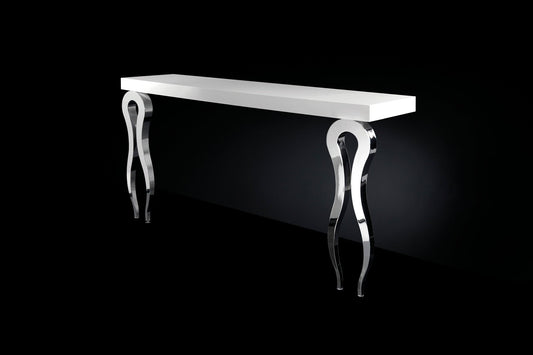 High Wood and Steel Silhouette Console Table With 2 Legs by VGnewtrend