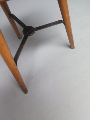 High Wooden Three Legged Stool, 1950s-PW-1261418