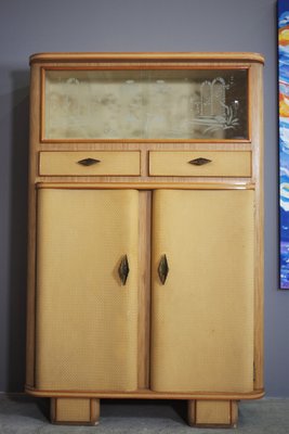 Highboards in Honeycombed Beech, 1950s, Set of 2-KNM-1124410