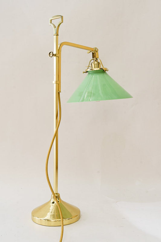 Hight Adjustable Art Deco Table Lamp with Glass Shade, 1920s