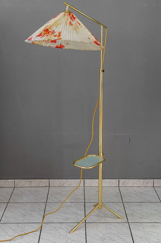 Hight Adjustable Floor Lamp with Adjustable Shelf, Vienna, 1950s