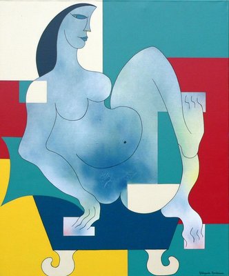 Hildegarde Handsaeme, Big Woman in an Ice Cold Bath, 2003, Acrylic Painting-ZHZ-1753928