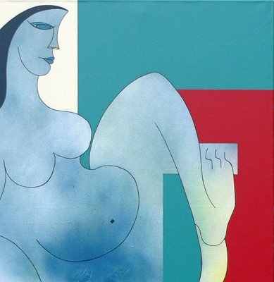 Hildegarde Handsaeme, Big Woman in an Ice Cold Bath, 2003, Acrylic Painting-ZHZ-1753928