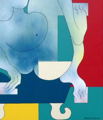 Hildegarde Handsaeme, Big Woman in an Ice Cold Bath, 2003, Acrylic Painting-ZHZ-1753928