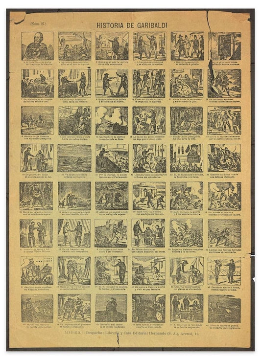 Historia de Garibaldi - Group of 48 Original Woodcuts - Late 19th Century Late 19th Century