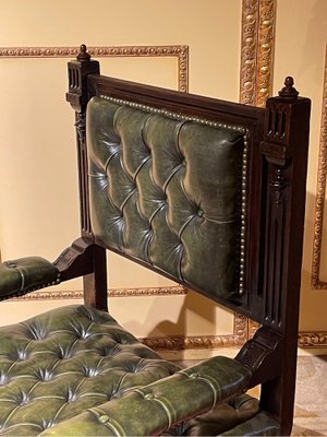 Historicism Manorial Green Armchair in Oak-FLW-1401993