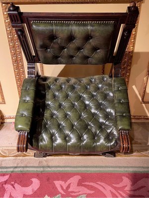 Historicism Manorial Green Armchair in Oak-FLW-1401993