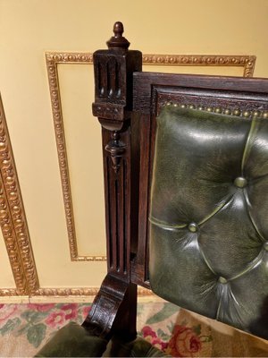 Historicism Manorial Green Armchair in Oak-FLW-1401993