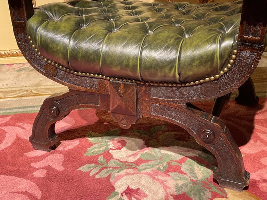 Historicism Manorial Green Armchair in Oak-FLW-1401993