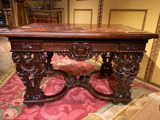 Historicism Salon Table in Oak, 1880s-FLW-1402081