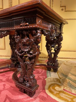 Historicism Salon Table in Oak, 1880s-FLW-1402081