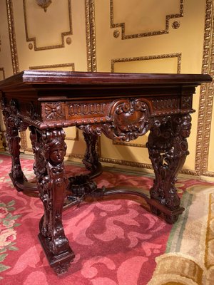 Historicism Salon Table in Oak, 1880s-FLW-1402081