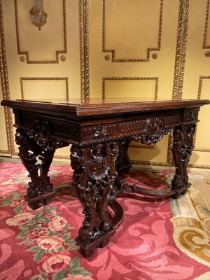 Historicism Salon Table in Oak, 1880s-FLW-1402081