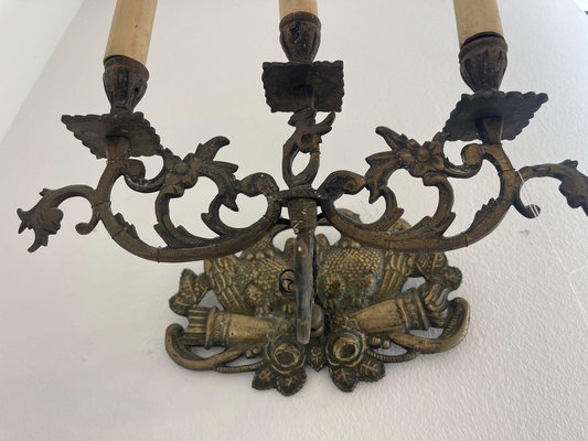 Historicism Wall Sconces Bronze Candlesticks, Set of 2-PXE-2041656