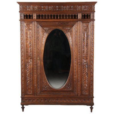 Historicism Wardrobe with Mirror, Brittany, France, 1900s-DXD-1790522