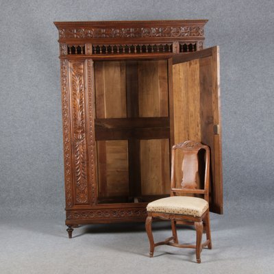 Historicism Wardrobe with Mirror, Brittany, France, 1900s-DXD-1790522