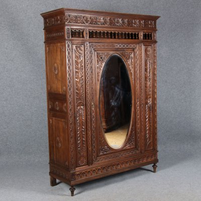 Historicism Wardrobe with Mirror, Brittany, France, 1900s-DXD-1790522