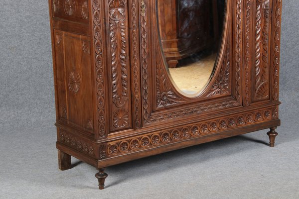 Historicism Wardrobe with Mirror, Brittany, France, 1900s-DXD-1790522