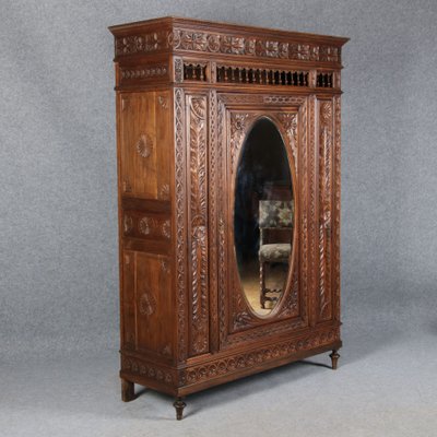 Historicism Wardrobe with Mirror, Brittany, France, 1900s-DXD-1790522