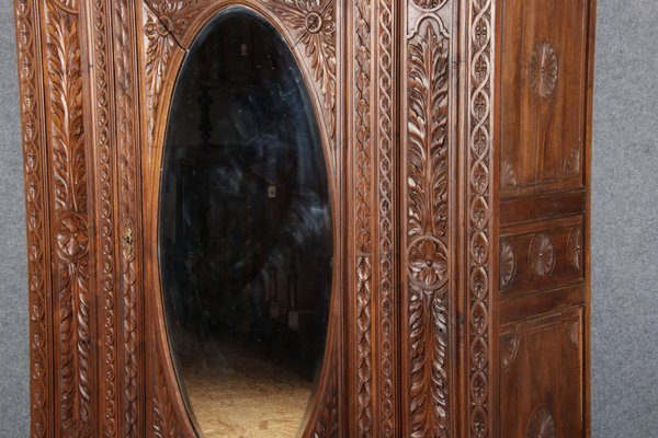 Historicism Wardrobe with Mirror, Brittany, France, 1900s-DXD-1790522