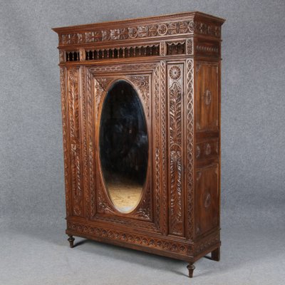 Historicism Wardrobe with Mirror, Brittany, France, 1900s-DXD-1790522