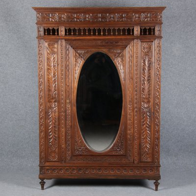 Historicism Wardrobe with Mirror, Brittany, France, 1900s-DXD-1790522