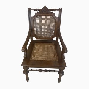 Historicism Wood and Braid Armchair, 1860s-PXE-1726145