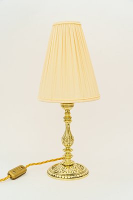 Historistic Brass Table Lamp with Fabric Shade, Vienna, Austria, 1890s-SPD-1794172