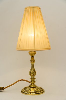 Historistic Brass Table Lamp with Fabric Shade, Vienna, Austria, 1890s-SPD-1794172