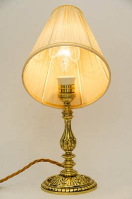 Historistic Brass Table Lamp with Fabric Shade, Vienna, Austria, 1890s-SPD-1794172