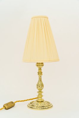 Historistic Brass Table Lamp with Fabric Shade, Vienna, Austria, 1890s-SPD-1794172