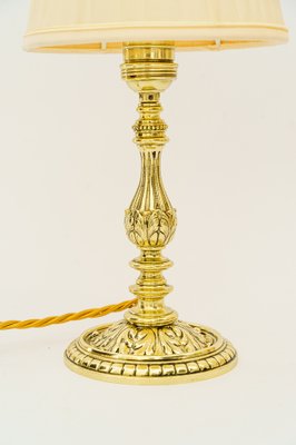 Historistic Brass Table Lamp with Fabric Shade, Vienna, Austria, 1890s-SPD-1794172