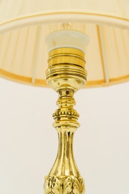 Historistic Brass Table Lamp with Fabric Shade, Vienna, Austria, 1890s-SPD-1794172