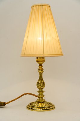 Historistic Brass Table Lamp with Fabric Shade, Vienna, Austria, 1890s-SPD-1794172