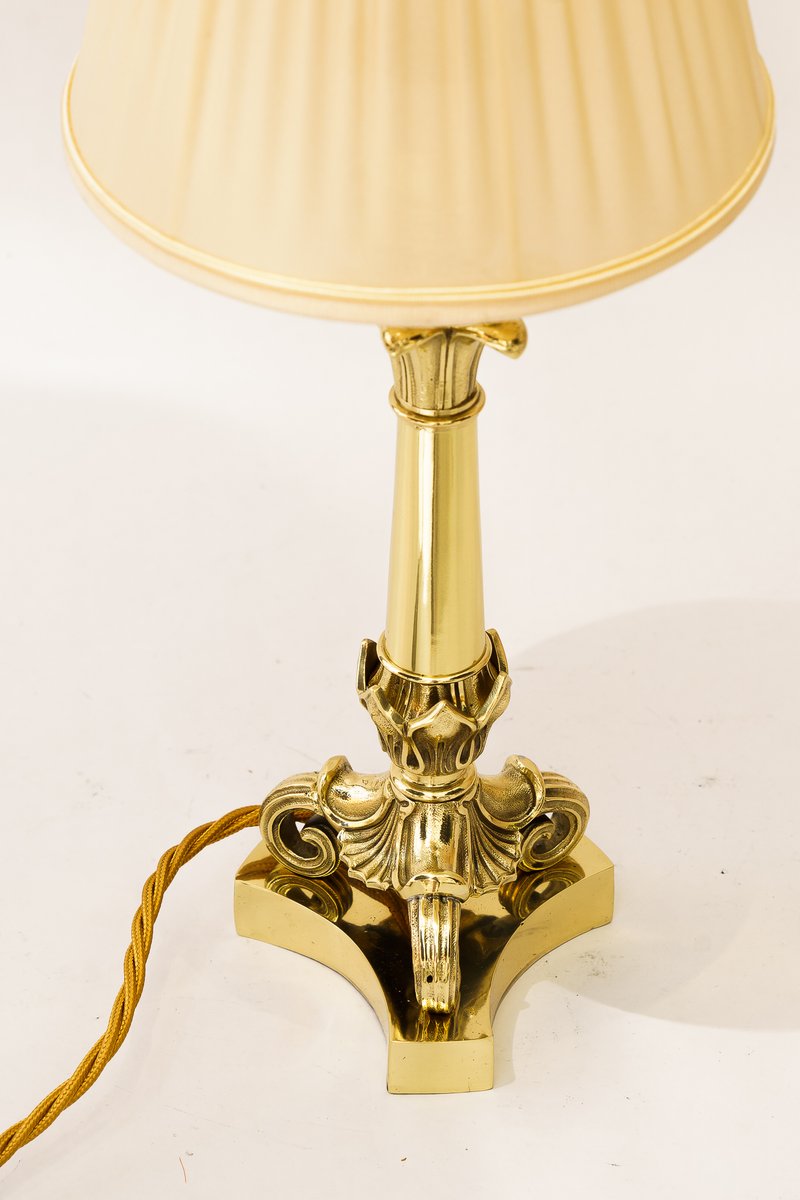 Historistic Table Lamp with Fabric Shade, Vienna, 1890s