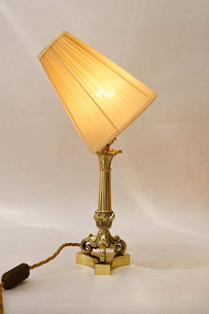 Historistic Table Lamp with Fabric Shade, Vienna, 1890s